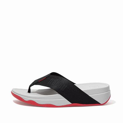 Fitflop Surfa Woven-Logo Toe-Post - Sandalen Damen - Schwarz (EQP053294)